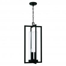 Capital 948232BK - Kent 3-Light Outdoor Hanging Lantern in Black with Clear Glass Cylinder